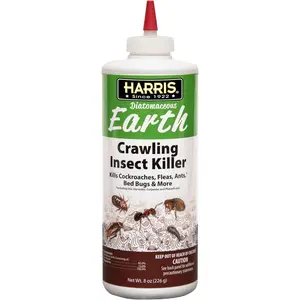 Harris 8 oz Diatomaceous Earth Crawling Insect Killer - 100% Natural Dust for Ants, Roaches, Bed Bugs, Fleas - Indoor & Outdoor Pest Control