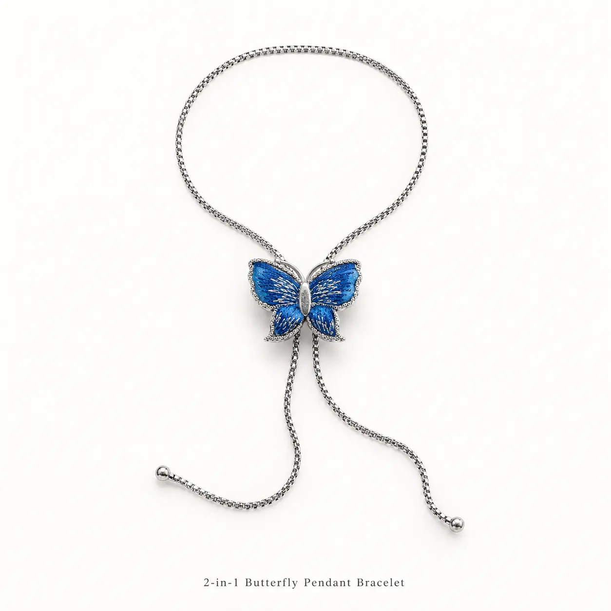 Women's Handmade Miao Embroidery Butterfly Pendant Necklace - 3-Way Convertible Choker Bracelet Set, Vintage Silver-Tone Adjustable Jewelry, Butterfly Necklaces, Animal Charms, Artistic, Culturally-Inspired, Cute Charm, Animal Charms Necklaces