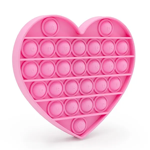 Pink Heart for Girls Pop Bubble Fidget Valentines Day, Xmas Gift Sensory Toy with Alphabets Kids Birthday Party Classroom Prize Stress Reliever (Pink Heart)