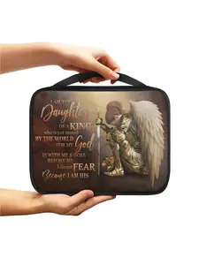 Portable Bible Cover with Handle and Zipper Pocket, Perfect Gift for All Seasons, Casual Style, Print Design, Church Bag