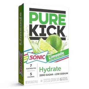 6x Pure Kick Hydrate Sonic Limeade Drink Mix - Energizing Hydration Powder Beverage Pack