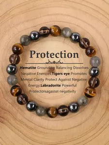 Vintage Tiger Eye Obsidian Bracelet, Natural Stone Men's Beaded Chain, Deep Meaning Jewelry, Suitable for Daily Wear