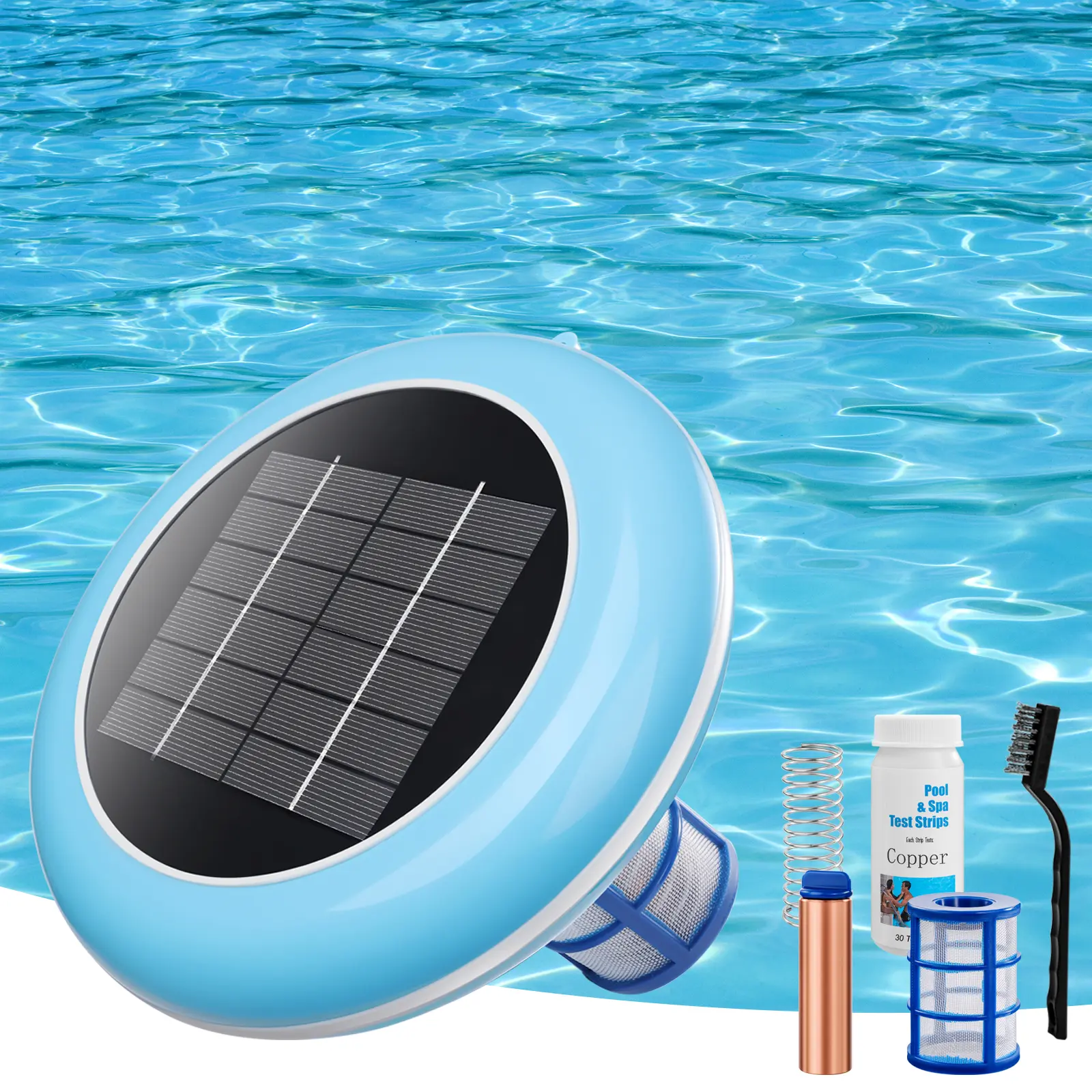 Pool Ionizer Solar Powered,Copper Ionization,Floating Automatic Water Cleaner and Purifier,Up to 45,000 Gal,85% Less Chlorine, Chlorine Free Water,Smart Replacement, Pool Accessories, Swimming Pool Accessories,summerwins,bathingsuitwomenset