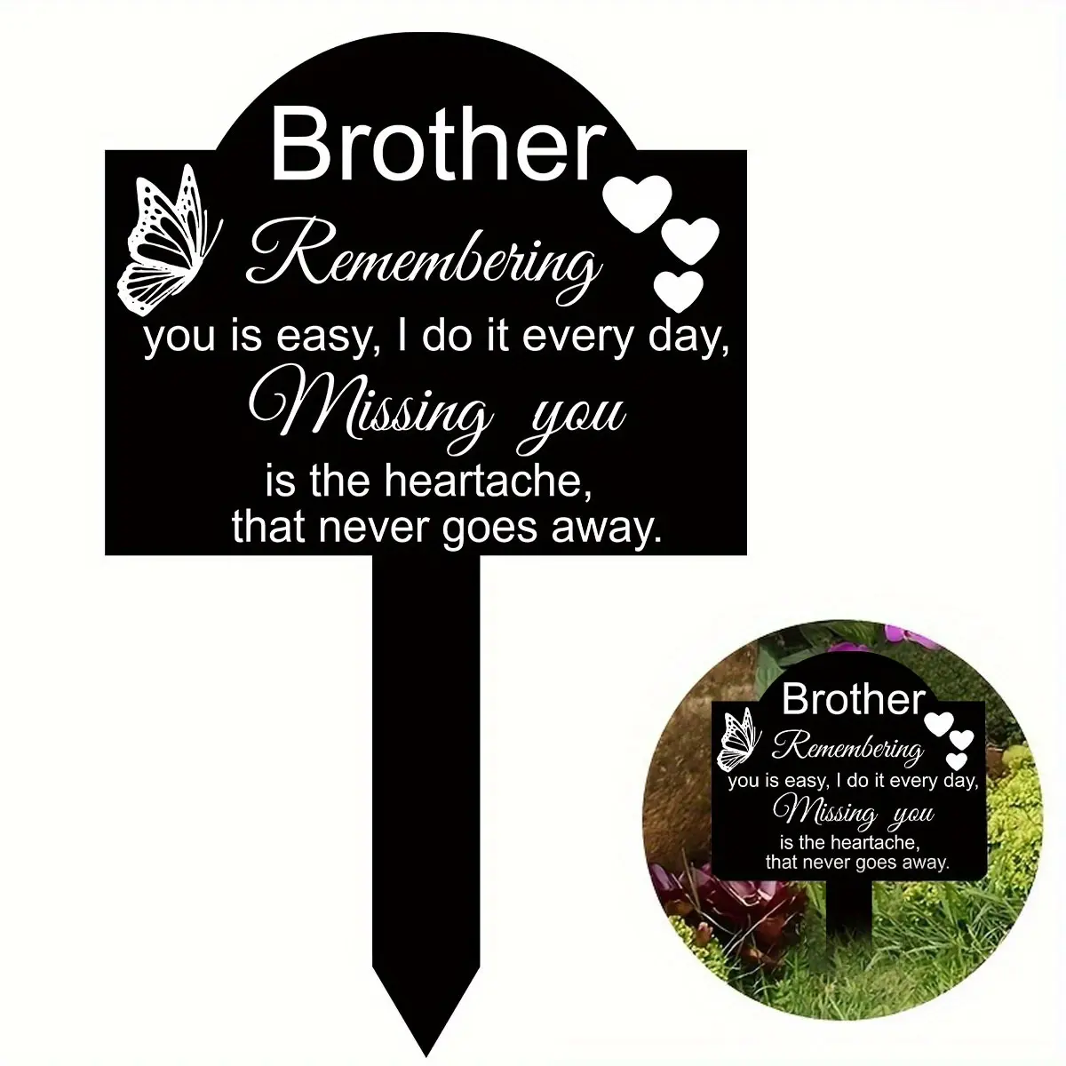 1pc Rectangular Acrylic Heartfelt Brother Memorial Plaque - Outdoor Cemetery Garden Stake, Waterproof, Moisture-Resistant, Heat-Tolerant - Funeral Memorial Gift