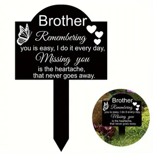 1pc Acrylic Grave Monument - Outdoor Garden Stake for Cemetery - Heartfelt Memorial Plaque - Shape of Rectangular - Honoring Brother's Memory - Waterproof, Moisture-Resistant, Heat-Tolerant - Perfect for Remembrance Day, Memorial Ceremonies