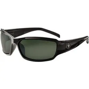 Ergodyne 51071 Polarized Safety Glasses - Black Frame, Green Uncoated Lenses, Wrap-Around Design, Universal Size, Eye Protection