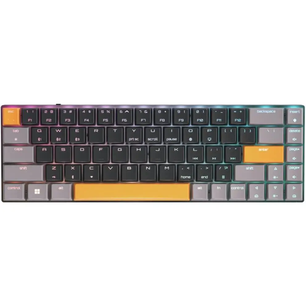 Cherry MX-LP 2.1 Compact Wireless Gaming Keyboard, 65% Size 68 Keys, RGB MX Silver Speed Low-Profile Precision Switches, Black & Orange