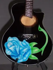 Miniature POISON Bret Michaels Acoustic Guitar with Free Display Stand Collectible GIFT