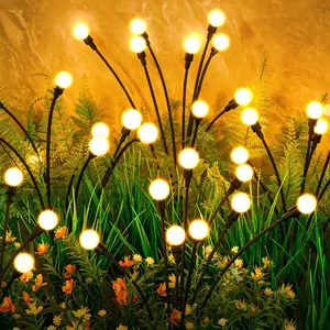 2-Pack Solar Outdoor Firefly Lights, 6/8/10 LED Options, Waterproof Night Glow Lights for Gardens, Patios, Christmas Gifts, Solar Outdoor Lights