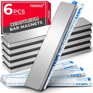6 Pack Powerful Neodymium Bar Magnets Rare Earth Magnet Bar, Strong Neodymium Magnets with Double Sided Adhesive - 60 x 10 x 3 mm