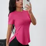 Women's High Stretch Solid Color T-Shirt, Round Neck Short Sleeve Top, Outdoor Casual Gym Training Fitness Stretchy Workout Top Daily Commute Wear