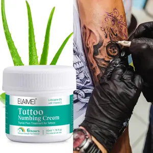 ELAIMEI Tattooing Aftercare Cream, a post-tattoo care product containing vitamin E, aloe vera, and other ingredients, absorbs quickly to moisturize the skin and soothe discomfort.
