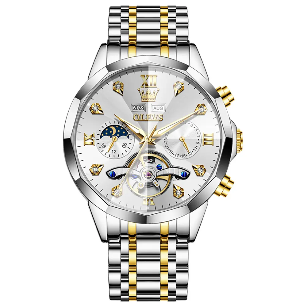 Exclusive Gift for Special Men OLEVS Men's Automatic Watches,Big Dial Self-Winding Watches Mechanical Men's