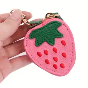 Cute Strawberry Coin Purse PU Material Lightweight Portable Multi-Purpose Bag Accessories Mini Wireless Headset Bag Fashion Pendant Trendy Wallet Clutch