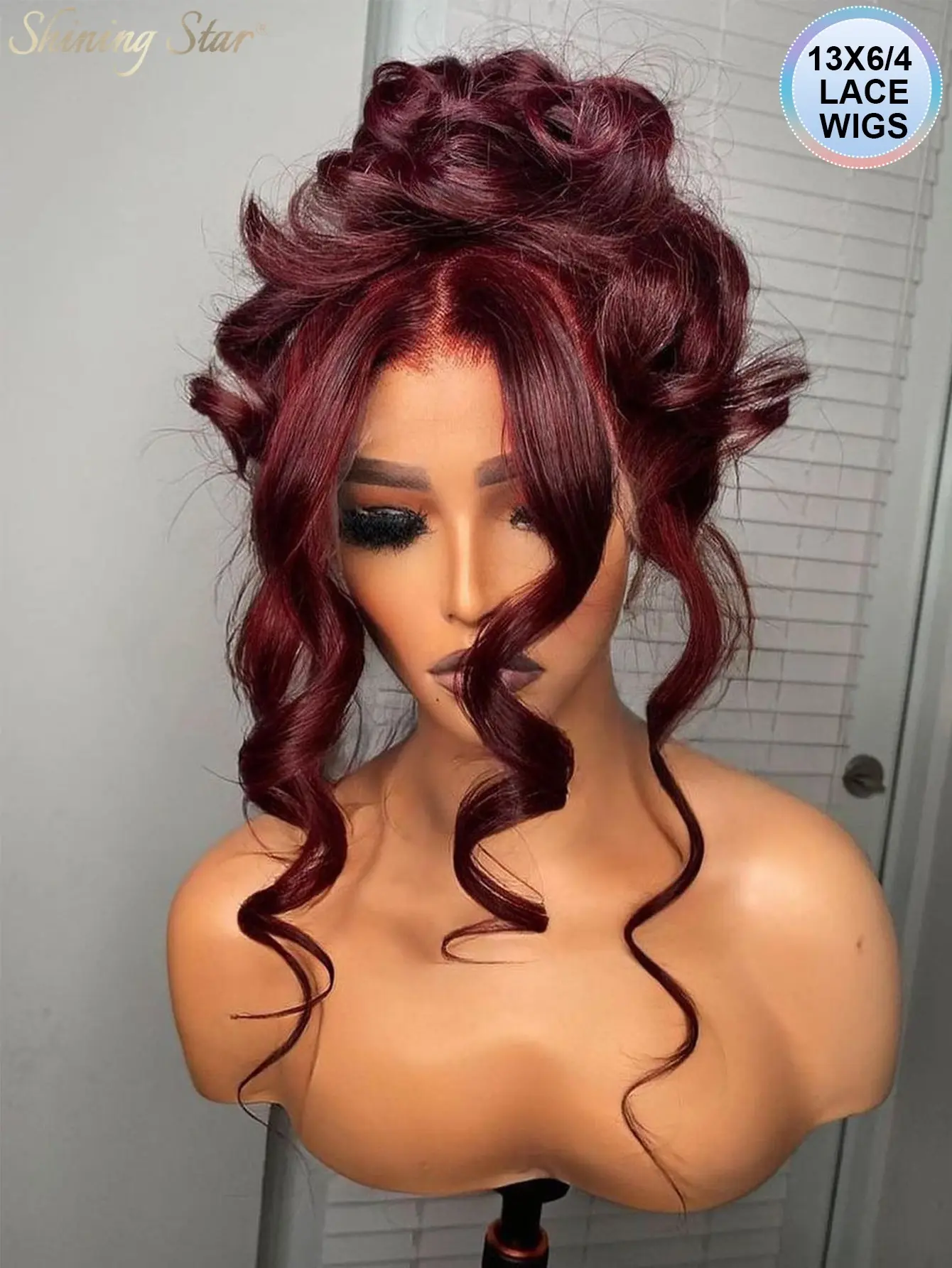 【Blend】99J Burgundy Hd Lace Frontal Human Hair Wigs 13X6 13X4 Colored Cherry Red 34'' Body Wave Lace Front Wigs Glueless Human Hair Wigs 9X6 Bye Bye Knots Pre Plucked, Wigs Human Hair, Glueless Wigs Human Hair