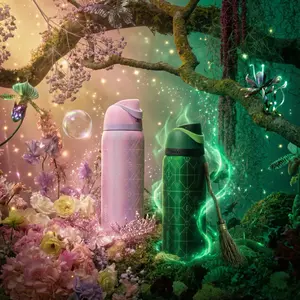 Owala x Wicked For Good 32oz Tumbler – Soft Girl Elphaba&Glinda FreeSip Insulated Water Bottle, Aesthetic Pink & Green Design,  Portable Xmas Gift