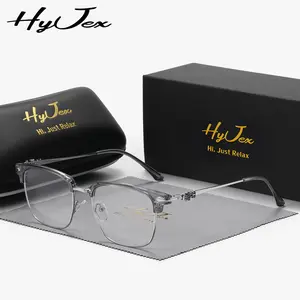 HyJex Unisex  Anti-Blue Light Glasses Retro-Influenced Clear Lens Eyewear with Ornate Metal Detailing Modern Minimalism Meets Vintage Frame Charm