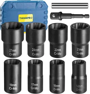 Lug Nut Removal Tool,10 Piece Lug Nut Extractor Set 1/2 Inch Drive, Easy Out Lug Nut remover for Damaged, Frozen, Studs, Rusted, Rounded-Off & Nuts Screws