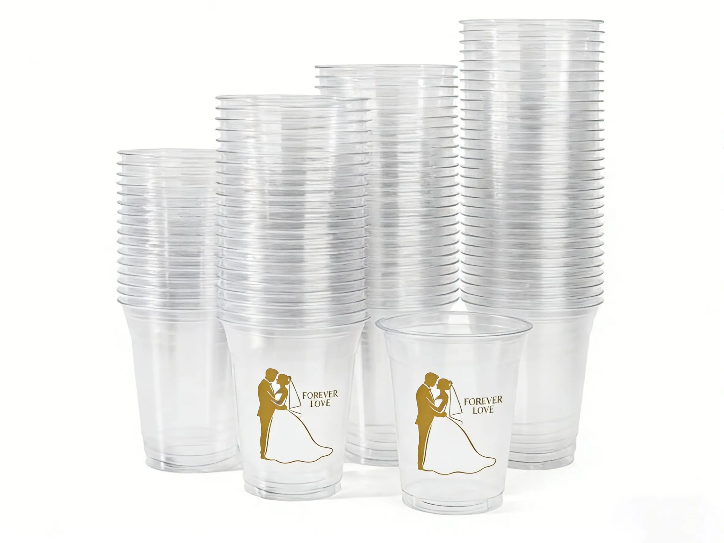 5/10/20/50/100pcs 16-oz frosty cups for an engagement party, heart lock pattern, ROMANTICWEDDING, plastic cups, disposable drinking cups, for wedding receptions, bridal showers, engagement supplies
