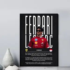 [Racing Decor - Sale Up To 40%] [Unframe] Charles Leclerc Ferrari F1 Poster, Motorsport Racing Wall Art, Formula Racing Print, Scuderia Decor, Gift for Fans