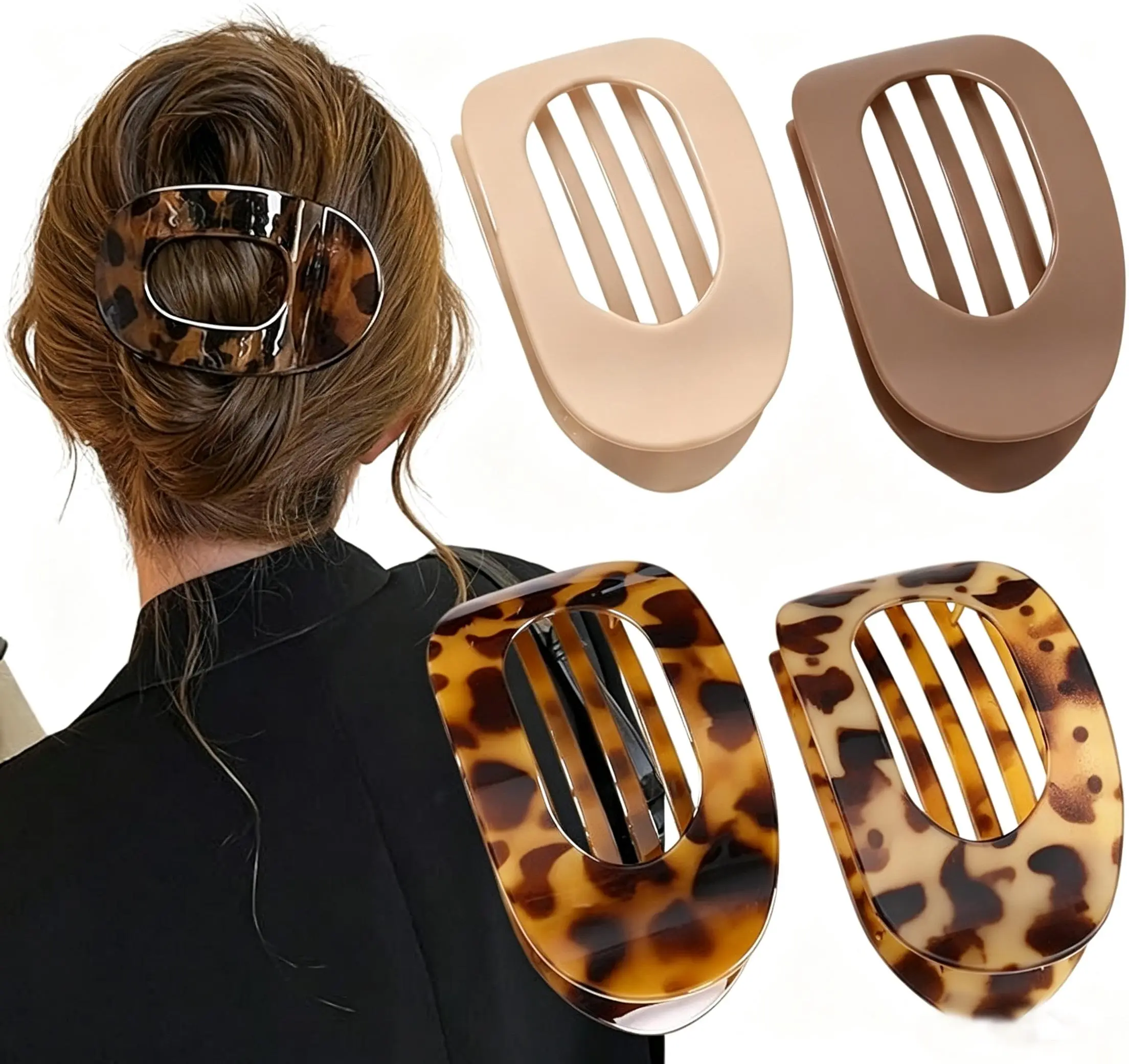 Flat Claw Clips for Women,Thick/Thin Hair, Casual Versatile Solid Colour Lay Flat Hair Clip, Simple Elegant Hair Clip