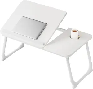 Portable Laptop Bed Table, Adjustable Lap Desk, Small Laptop Table With Desktop Cup Holder, Foldable Bed Tray Table For Eating Or Working On The Sofa, Chair, Or Floor, Home Bed Office.