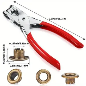 Set of 301Pcs Grommet Eyelet Pliers Tool Kit, Fabric Leather Hole Eyelets and Grommets Punch Pliers with 300 Metal Eyelets for Belt Shoes Cloths, Car Repair Tools
