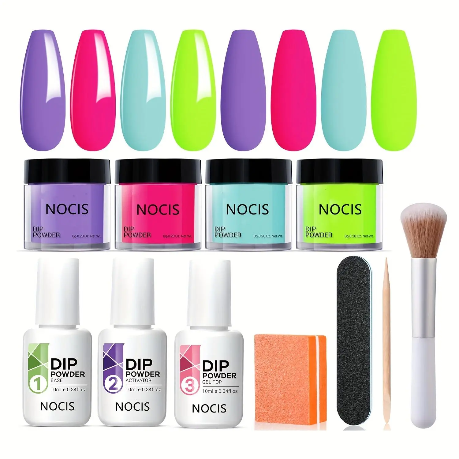 NOCIS Acrylic Dip Powder Nail Kit, 1 Set DIY Salon Gift Set with Base Coat, Top Coat, and Activator for French Manicure, Nail Art, Long-lasting and Chip-resistant, Nail Care