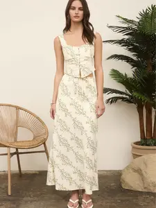 Fresh Bloom Linen Skirt Set