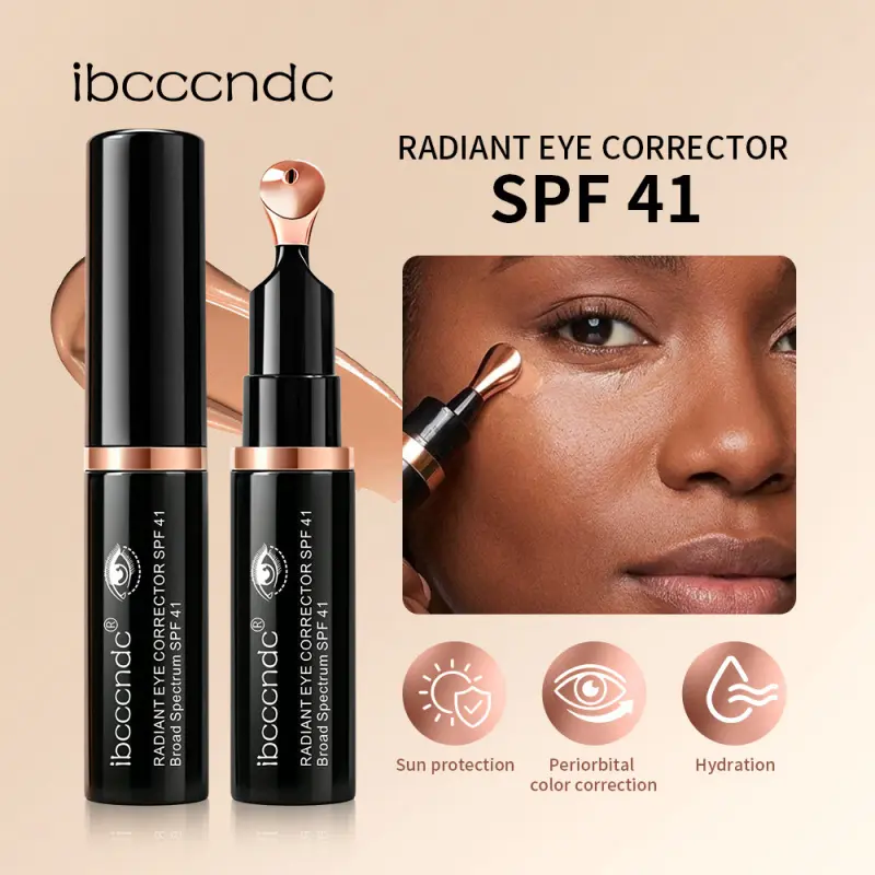 1PC, ibcccndc, Radiant Eye Corrector, Undereye Corrector, SPF41 Sunscreen, 4 Shades Available, With Cooling Metal Applicator, Brightening Concealer, Long Lasting, Under Eye Dark Circle Corrector, Daily Outdoor Makeup