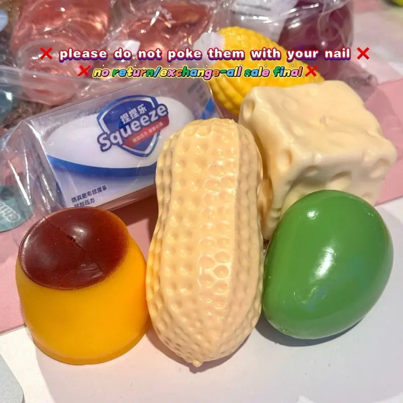 Soap Crunchy US Local Cheese Mango Corn Crunchy All Sale Final No Return Squishy Peanut Stress Relief Ball Fidget Toy Crunchy Squeeze Ball Round Blocks Filled ASMR Anti Stress Toys for Adults Sensory Fidget Gift