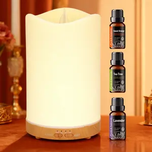 Magical Candlelight Ambiance: Flameless Aroma Diffuser & Humidifier with Timer, Multi-Color Glow & 3 Included Oils - The Perfect Gift