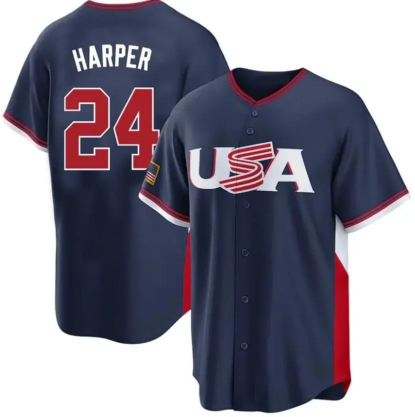 Harper Navy #24 USA World Baseball Classic Men's Jersey