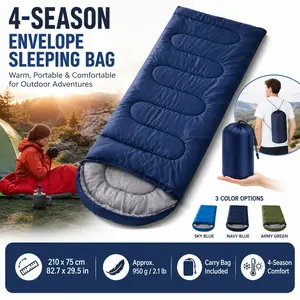 Double Sleeping Bag for Adults Couples 2 Person 210x75cm Envelope Camping Sleeping Bag 950g 4 Season Lightweight Warm Cold Weather Portable Backpacking Sleep System with Compression Storage Sack for Family Camping Hiking Outdoor Travel