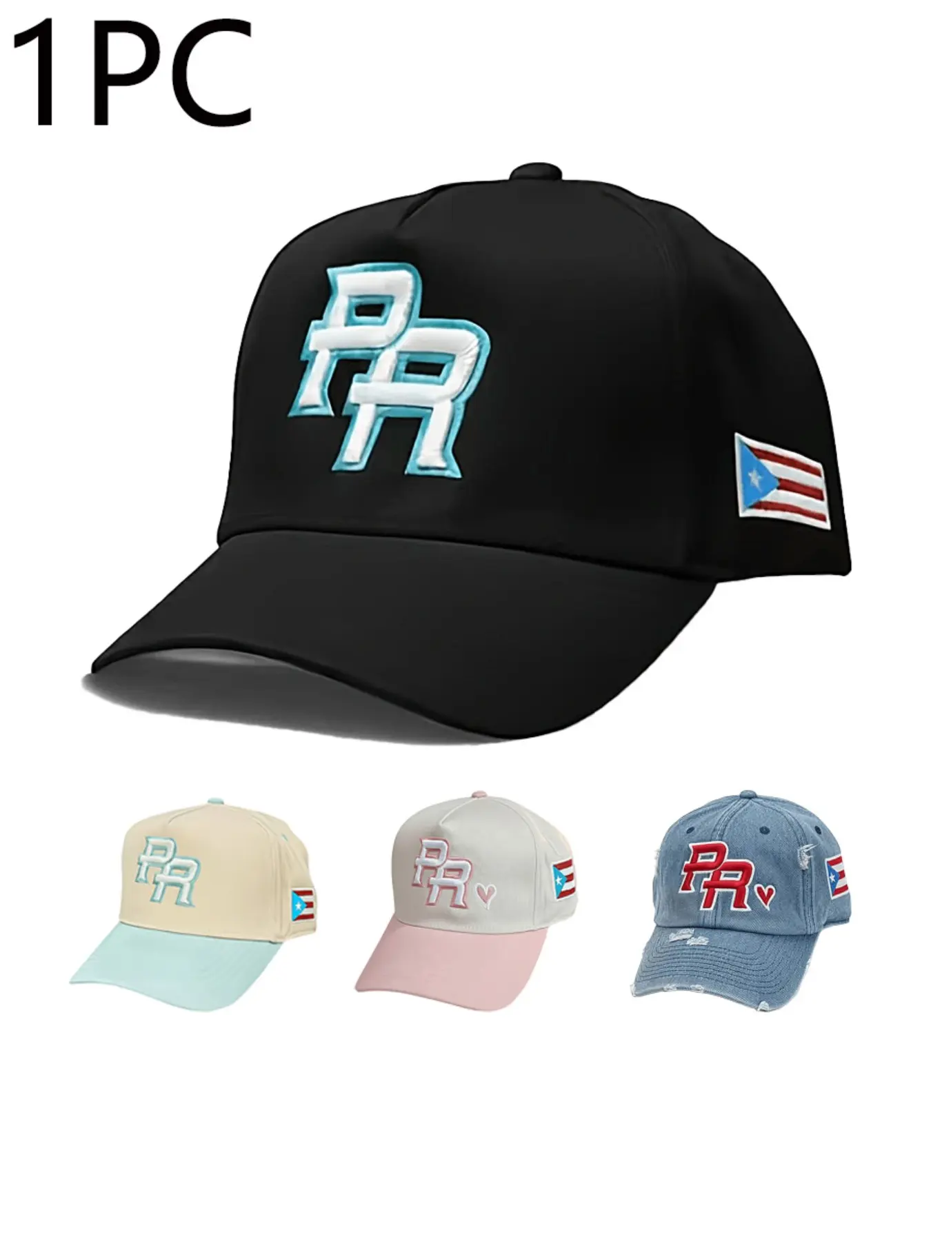 Unisex Adjustable Baseball Hat with Pr Letter Embroidery, Casual Fitted Style for All Seasons, Perfect for Outdoor Activities and Gifts Adjustable Cap