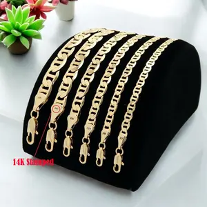 MaxBling81 14K Stamped Premium Quality High-End Gold Brass Mariner Chain Necklace Jewelry Accessory Unisex Men Women