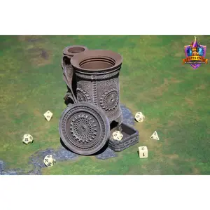 Artificer Steampunk 3D Printed RPG Dice Tower & Can Holder Combo: Fate's End Collection