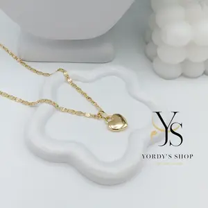 Yordy Fine chain with link design and solid delicate heart, 14k gold plating, high quality.