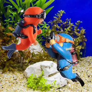 Cute Diver Fish Tank Decor, Interactive Floating PVC Accessories, Colorful Aquarium Scene Enhancer, Underwater Environment Booster