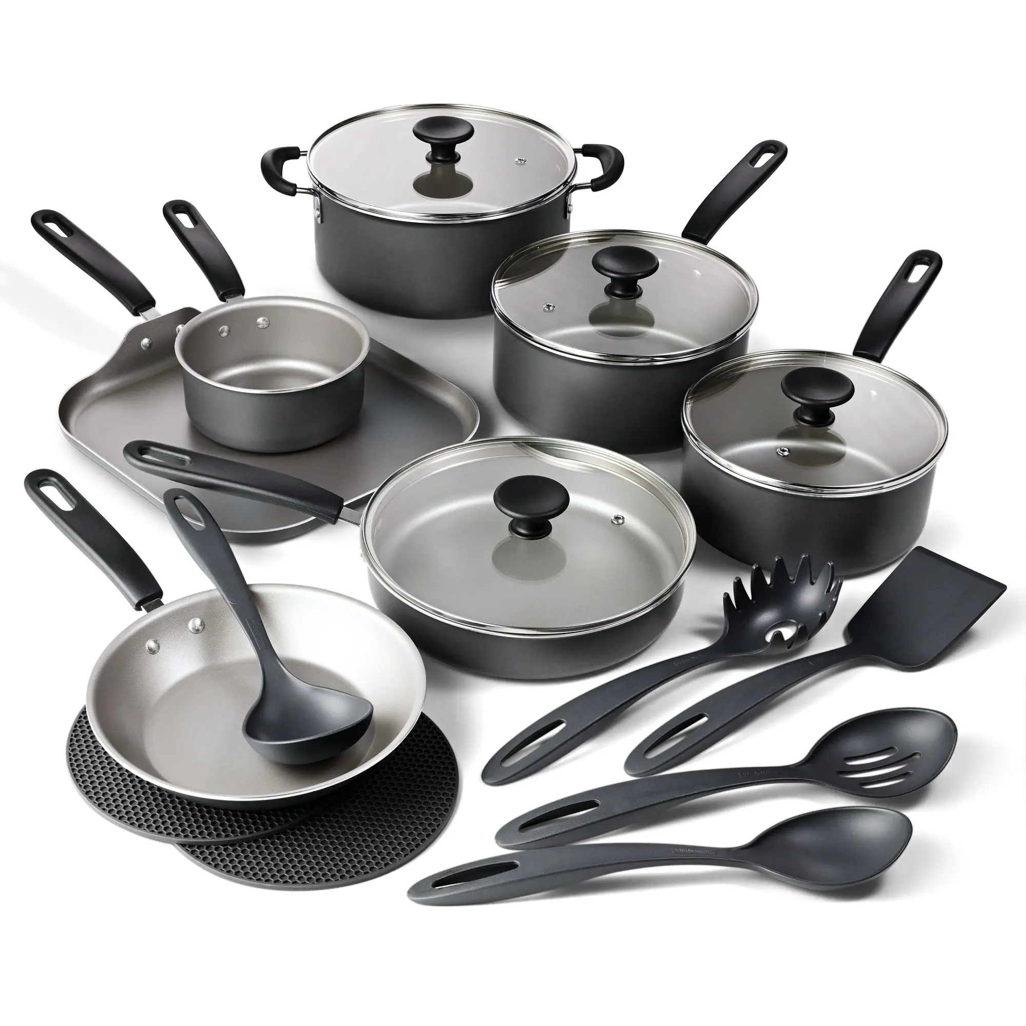 Tramontina Primaware 18-Piece Nonstick Cookware Set, Asphalt Tramontina Primaware 18-Piece Nonstick Cookware Set, Asphalt