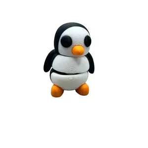 3D Printed Penguin - Black & White Design, Features Orange Beak & Feet, Perfect for Collecting or Displaying