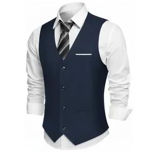 Alimens&Gentle Men's Business Casual Vests Lightweight Waistcoat Slim Fit Suit Vest Formal Tuxedo for wedding&party
