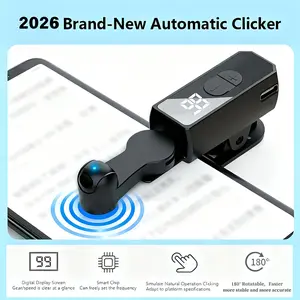 【FathersDayGift】2026 Rechargeable Automatic Clicker for Smartphone with Built in Battery 99 Speed Settings Smart Trigger for Gaming Apps Shopping Rewards and Live Streaming Likes Black