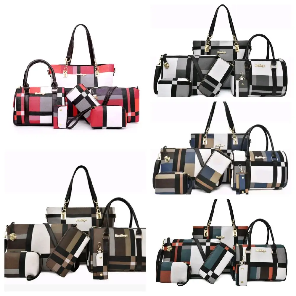Women's 6pc Handbag - Assorted Patterned Designs, Ideal for Everyday Use, Versatile Accessory for Everyday Life