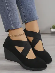 Women's High Heel Shoes, Spring & Fall Fashion, Strap Design, Large Size Available, Comfortable and Stylish Footwear, Platform Wedge Shoes, Ankle Strap Wedge, Wedge Heeled Shoes