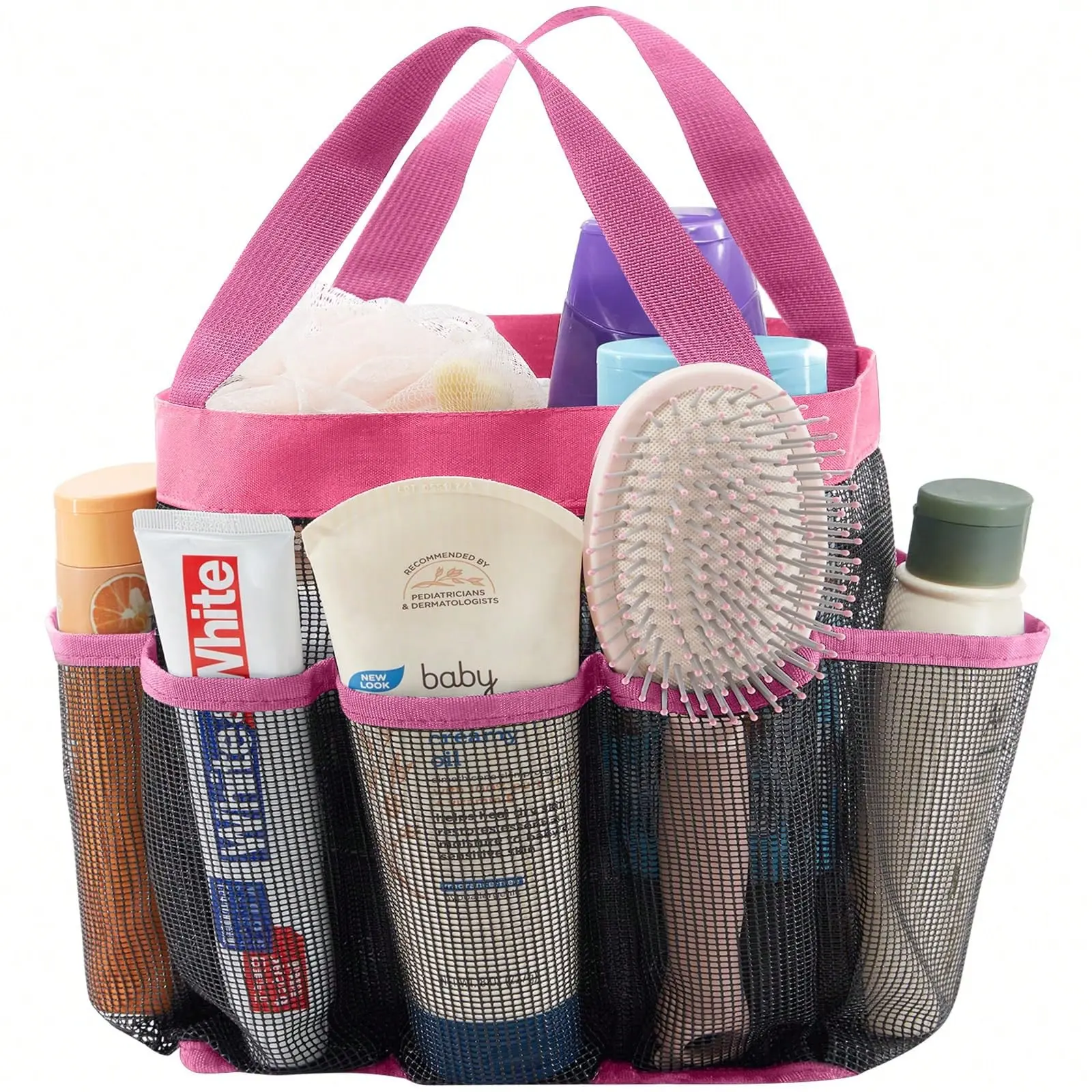 Mesh Shower Caddy Portable for College Dorm Room Essentials with 8 Pockets, Freestanding Hanging Organizer Basket, Quick Dry Tote Bag for Camping, Bathroom, Beach, Travel,XL(8.7"L x 8.7"W x 9.8"H)