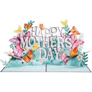 Paper Love Mother's Day Card, Happy Mothers Day Pop Up Card 3D Design for Mom Wife Grandmother Intricate Laser Cut Details Premium Cardstock Butterflies, Hummingbirds
