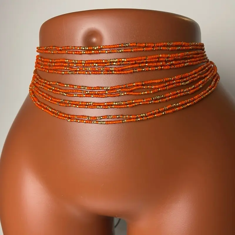 African Waist Beads Solid Orange Handcrafted with Variety of Designs Tie-On 45-50 Body Jewelry Luxury Style Add to Cart Buy Now Price Per 1 Waist Bead