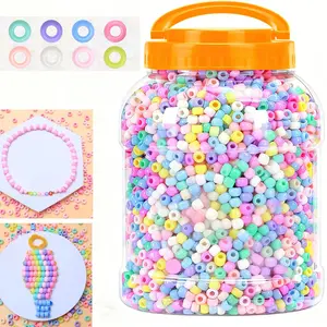3900pcs 9mm Multicolor Pony Beads, Bucket Packaging, DIY Beads Assortment, Ideal for Friendship Bracelets, Keychains, Necklaces, DIY Jewelry Making