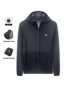 Men's Upf30+ UV Protection Self-Storage Sun Jacket, Lightweight Quick-Dry Hiking Jacket, Outdoor Sports Jacket, Portable for Commuting, Camping, Fishing, Cycling